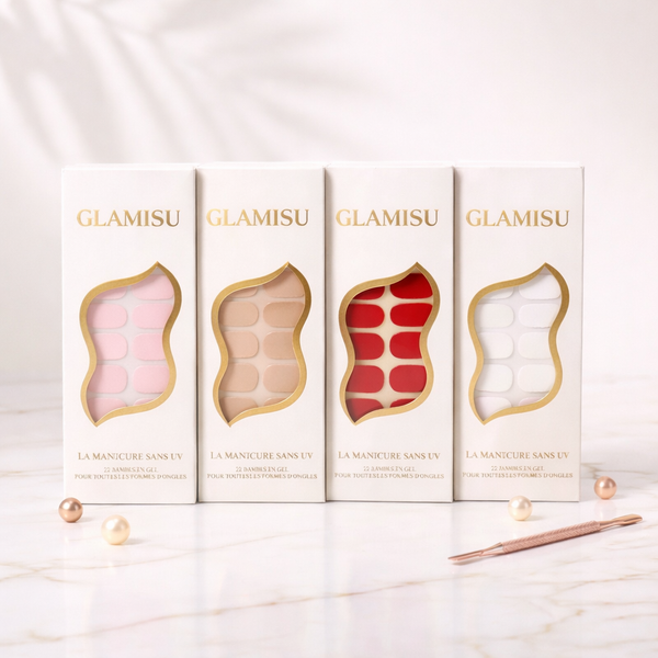 Cajas de pegatinas de uñas de gel Glamisu sin UV