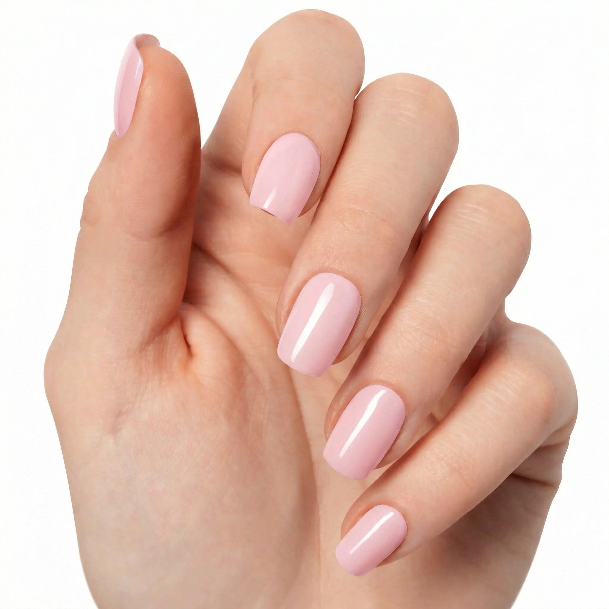 Ongles rose pâle naturel effet propre et brillant Glamisu manucure élégante sans UV